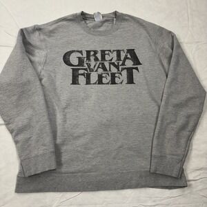 Greta Van Fleet Sweatshirt Adult Large Crew Neck Gray Tour Concert Black logo‎